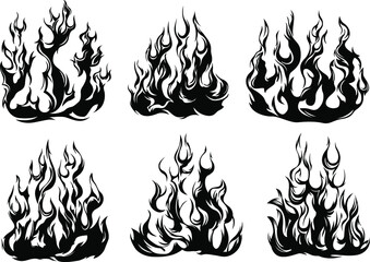 Fire flames isolated on white background. Tribal tattoo design.