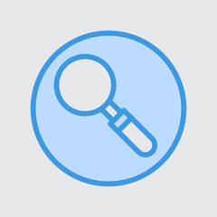 Search icon in blue style about user interface, use for website mobile app presentation