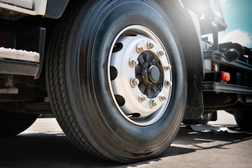 Semi Truck Wheels Tires. Rubber, Vechicle Tyres. Freight Trucks Cargo Transport Logistics