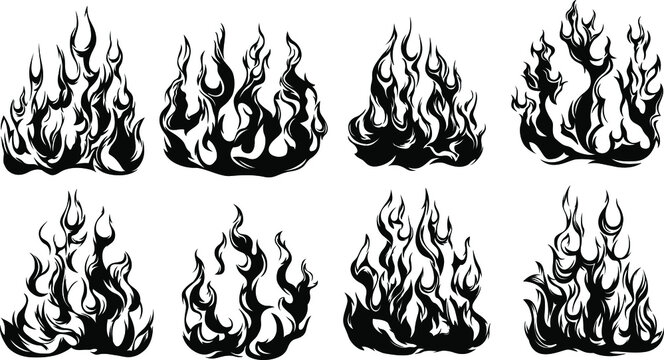 Fire flame tattoo stock vector. Illustration of ornament - 66784842