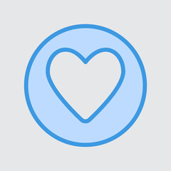 Love icon in blue style about user interface, use for website mobile app presentation