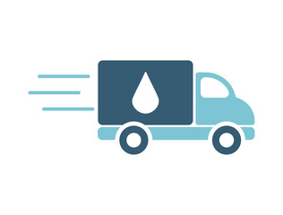 Water delivery truck icon. Flat design.