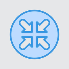 Minimize icon in blue style about user interface, use for website mobile app presentation