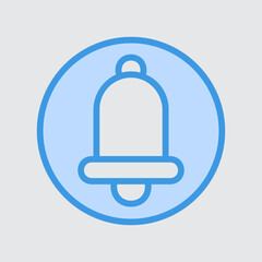 Notification icon in blue style about user interface, use for website mobile app presentation