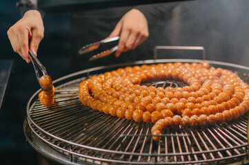 Street food at night in chinatown or Yaowarat, Chinatown is the famous street food of Thailand, Chinatown or Yaowarat. It is an important tourist attraction for tourists in Bangkok, Thailand.