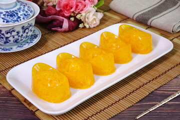 Chinese ingots pudding jelly, the auspicious dessert for all Chinese festivals. Yuan Bao pudding, Ingot shaped jelly pudding