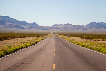 A long road off into the distance towards the horizon in the USA	