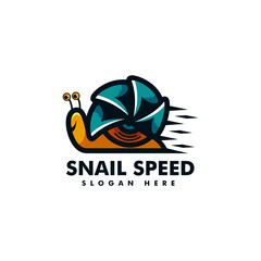 Vector Logo Illustration Snail Speed Simple Mascot Style.
