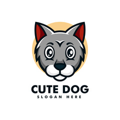 vector Logo Illustration Cute Dog Simple Mascot Style.