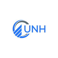 UNH Flat accounting logo design on white background. UNH creative initials Growth graph letter logo concept. UNH business finance logo design.
