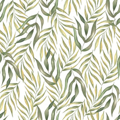 Naklejka na ściany i meble Seamless Pattern green leaves