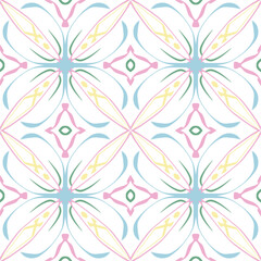 Fototapeta na wymiar Pastel colors Geometric Pattern with Tribal Shape. Designed in Ikat, Boho, Aztec, Folk, Motif, Gypsy, Arabic Style. Ideal for Fabric Garment, Ceramics, Wallpaper, tiles.