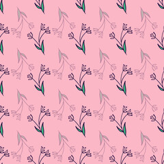 Floral abstract vector repeat pattern on pink background