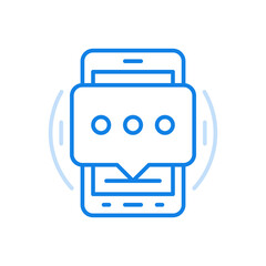 Waiting for online message vector line icon. Conversations via web chat social dialogues on screen