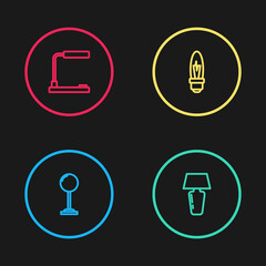 Set line Floor lamp, Table, Light bulb and icon. Vector