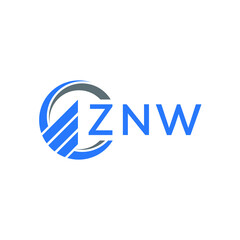 ZNW Flat accounting logo design on white  background. ZNW creative initials Growth graph letter logo concept. ZNW business finance logo design.