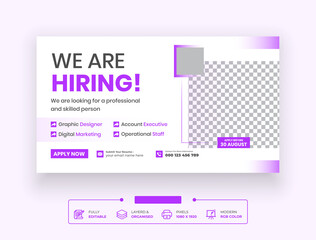 We are hiring job vacancy Webinar, Or  Promotional Online Seminar Web Banner Template Design