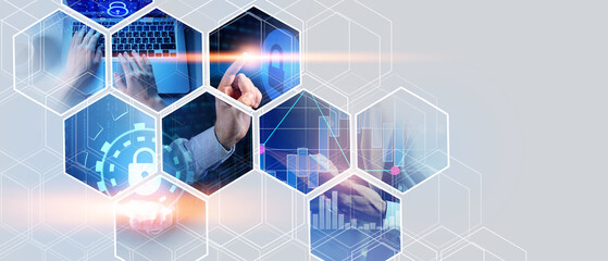 Creative business collage on light background