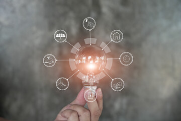 Light bulb Energy saving green nature background