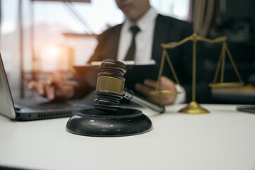 Lawyers having  Concepts of  Legal services at the law office work Legal advice online on computer labor law