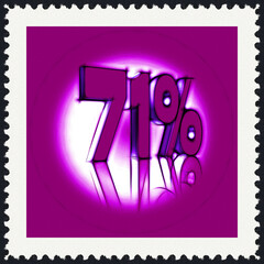 71%, 71 Prozent als 3D-Illustration, 3D-Rendering, 3D-Darstellung