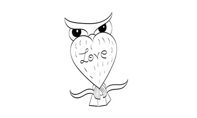 Hand Drawn Cute owl character. Owl icon, bright owl with different emotion