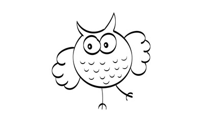Hand Drawn Cute owl character. Owl icon, bright owl with different emotion