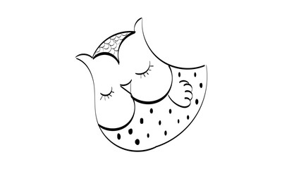 Hand Drawn Cute owl character. Owl icon, bright owl with different emotion