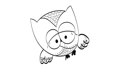 Hand Drawn Cute owl character. Owl icon, bright owl with different emotion