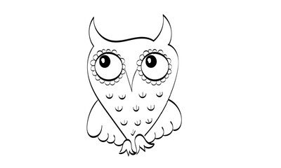 Hand Drawn Cute owl character. Owl icon, bright owl with different emotion