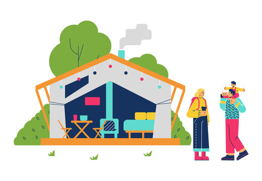Huge tent house for young family with child flat style