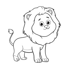 coloring pages or books for kids. cute lion illustration