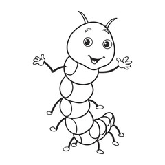 coloring pages or books for kids. cute millipede cartoon illustration