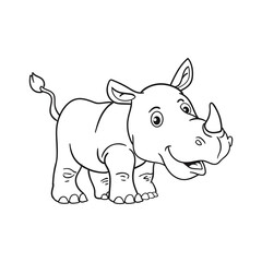 coloring pages or books for kids. cute rhino illustration