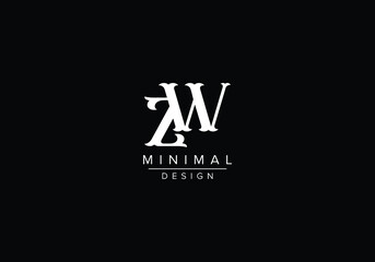 ZW, WZ Letter Logo Design with Creative Modern Trendy Typography - obrazy, fototapety, plakaty