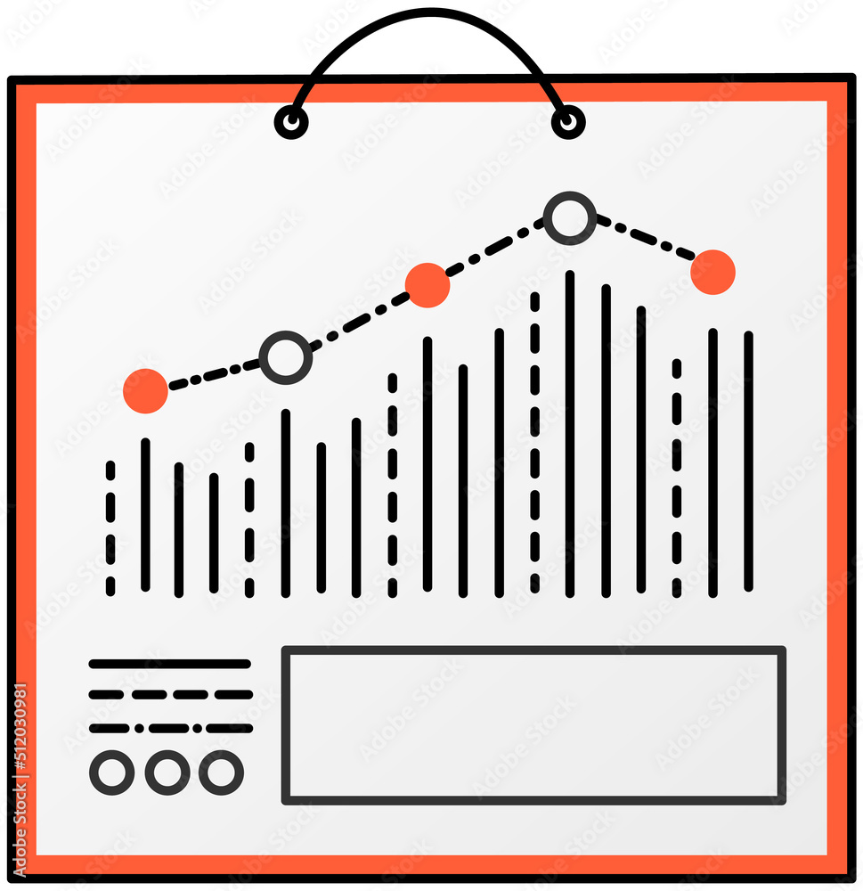 Poster infographic chart vector template. annual statistics curve graph design. market data diagrams. graph