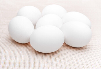 Chicken eggs on the table. Environmentally friendly product.