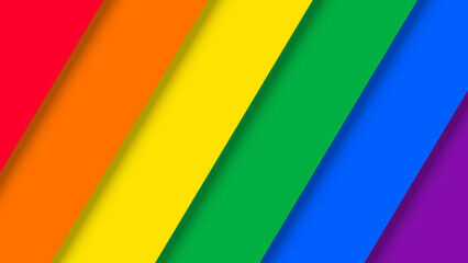 Paper cut stripe colorful rainbow color banner background design. Happy LGBT pride month theme vector template. 