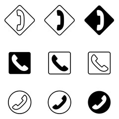Telephone icon set. Flat vector illustration