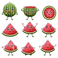 Fotobehang Vector set of cute and funny watermelons © Diana