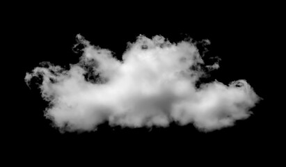 White clouds isolated on black background, fluffy cloud