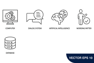 Chatbot icons set . Chatbot pack symbol vector elements for infographic web