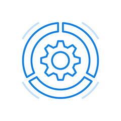 Rotating gear vector line icon. Progress communication and promotion of teamwork.
