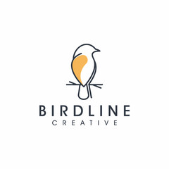 Bird line art logo design template