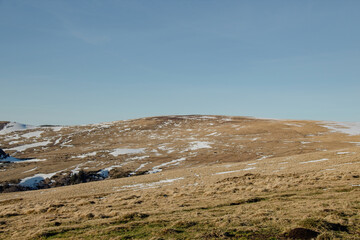 landscape with snow covered mountains