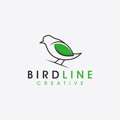 Bird line art logo design template