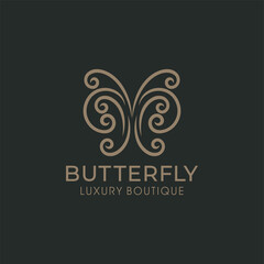 Butterfly luxury logo design template 
