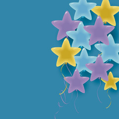 中間色の星形風船イラスト背景