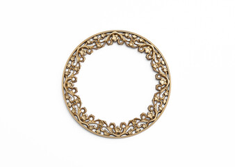 round golden vintage frame isolated on white background