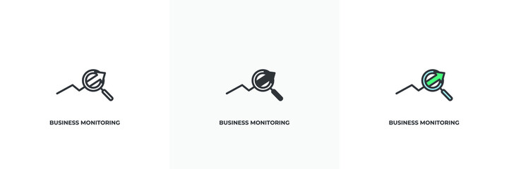 business monitoring icon. Line, solid and filled outline colorful version, outline and filled vector sign. Idea Symbol, logo illustration. Vector graphics